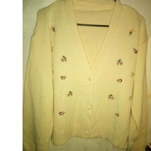 Women's Long Sleeve Heavy Knit V-Neck Winter Sweater size L  ...(B3)